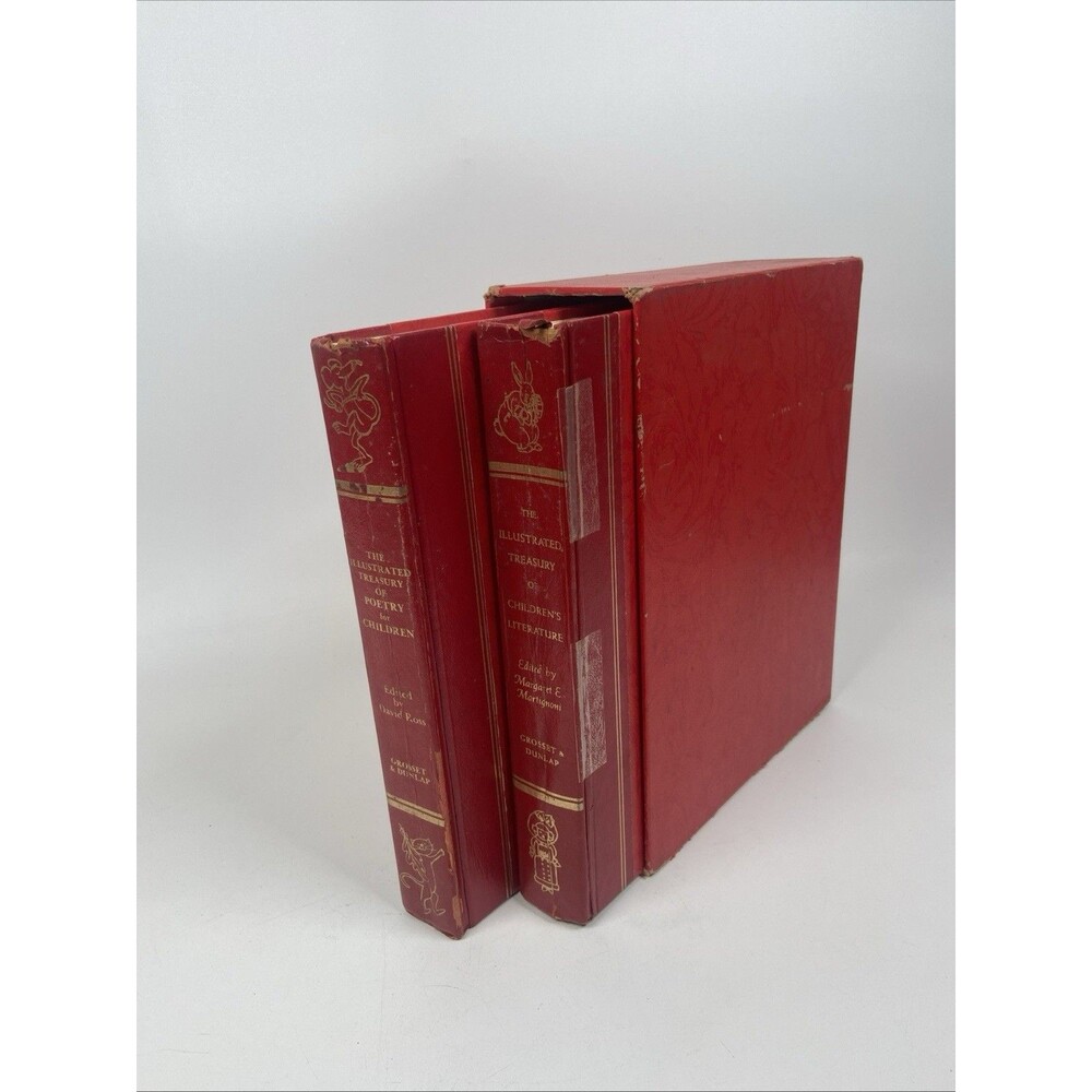 Illustrated Treasury Children's Literature Poetry Vtg Book Box Set 2 Vol 50s 70s